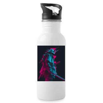 Samurai in the shadows - Water bottle with straw - white - Right