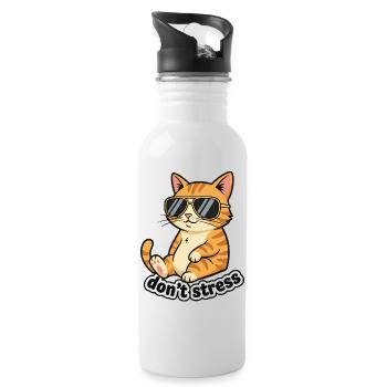 Stress dich nicht, Katze - Trinkflasche mit integriertem Trinkhalm - Weiß - Rechts