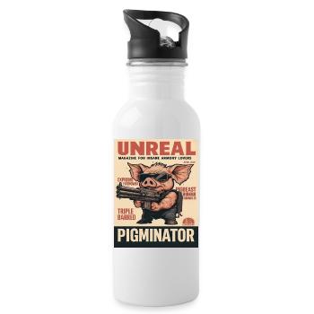 Pigminator Retro Waffen-Cover - Trinkflasche mit integriertem Trinkhalm - Weiß - Rechts