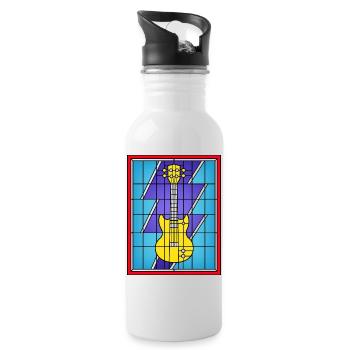 Guitare électrique jaune en vitrail - Gourde avec paille intégrée - blanc - Droite