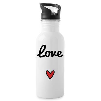 LOVE. I LOVE YOU. VALENTINE'S DAY. HEART. I LOVE YOU - Water bottle with straw - white - Right