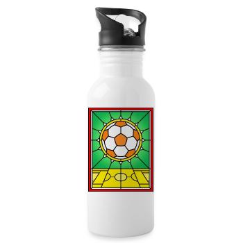 Buntglas-Fußballdesign - Trinkflasche mit integriertem Trinkhalm - Weiß - Rechts