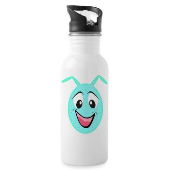 Kawaii Heart Egg Friend - Water bottle with straw - white - Right