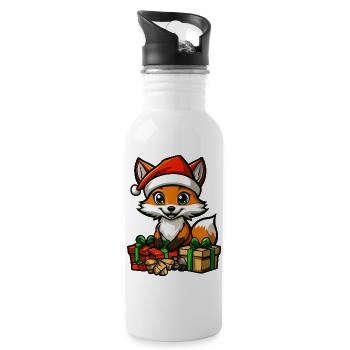 Fuchs Weihnachten Geschenke - Trinkflasche mit integriertem Trinkhalm - Weiß - Rechts