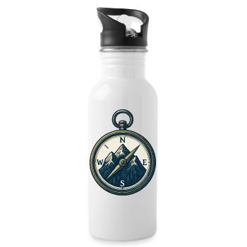 Compass Mountain Trek Azimut Wandergeschenk - Trinkflasche mit integriertem Trinkhalm - Weiß - Rechts