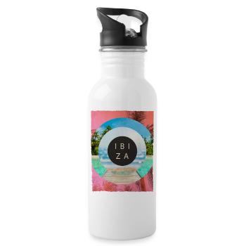 Ibiza Sommer Sonne Strand Meer Palmen Party - Trinkflasche mit integriertem Trinkhalm - Weiß - Rechts