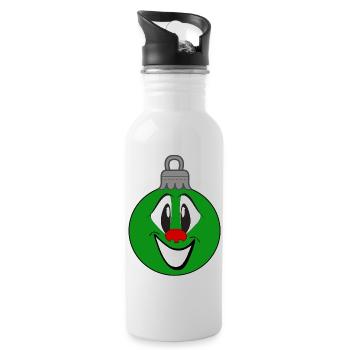 Green Christmas Ornament with Smile - Water bottle with straw - white - Right