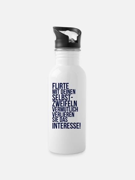about going wild: Flirte mit deinen Selbstzweifeln - Trinkflasche mit integriertem Trinkhalm - Weiß