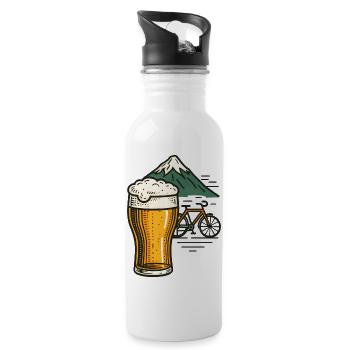 Randonnée à vélo de bière de montagne - Gourde avec paille intégrée - blanc - Droite
