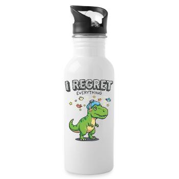 Je regrette tout, Dino - Gourde avec paille intégrée - blanc - Droite