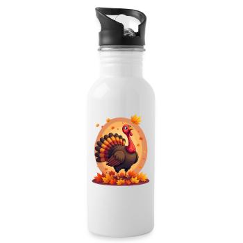 Thanksgiving Lustiger Thanksgiving Truthahn - Trinkflasche mit integriertem Trinkhalm - Weiß - Rechts