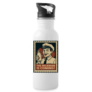 Le laitier arrive ! - Gourde avec paille intégrée - blanc - Droite