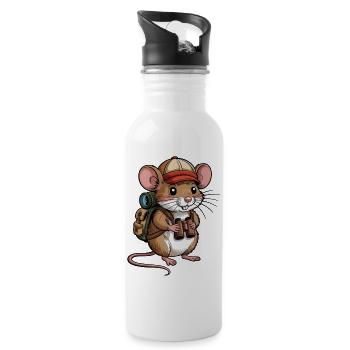 Wandermaus Abenteuer - Trinkflasche mit integriertem Trinkhalm - Weiß - Rechts