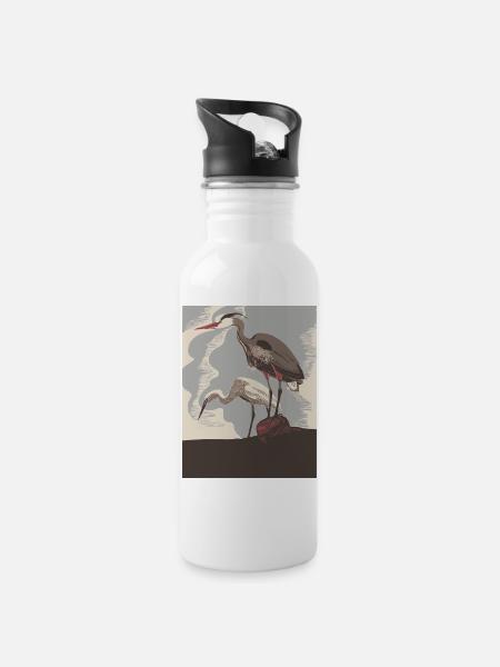 Herone Coast in retro style - Water bottle with straw - white