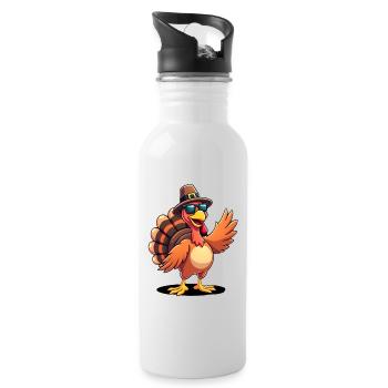 Thanksgiving Drôle Dinde de Thanksgiving - Gourde avec paille intégrée - blanc - Droite