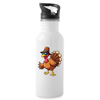 Thanksgiving Lustiger Thanksgiving Truthahn - Trinkflasche mit integriertem Trinkhalm - Weiß - Rechts
