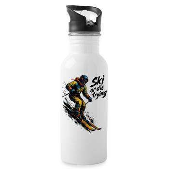 Skifahren | Skifahrer | Berg - Trinkflasche mit integriertem Trinkhalm - Weiß - Rechts