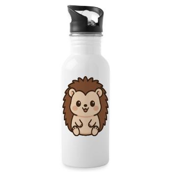 Cuddly Hedgehog Kawaii - Water bottle with straw - white - Right