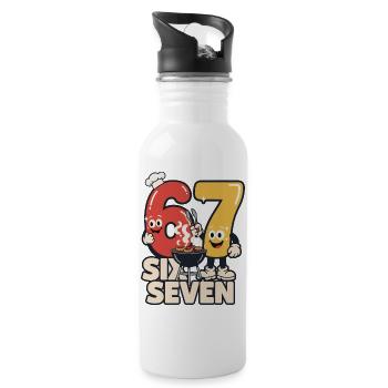 Funny BBQ Apron BBQ meme 67 Gift - Water bottle with straw - white - Right