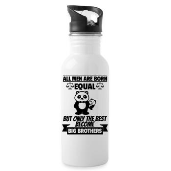 All men are born equal, big brother - Water bottle with straw - white - Right