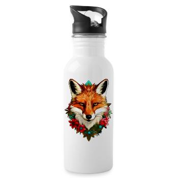 Füchse Style - Trinkflasche mit integriertem Trinkhalm - Weiß - Rechts