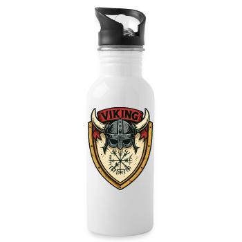 Emblème du casque du Bouclier viking - Gourde avec paille intégrée - blanc - Droite