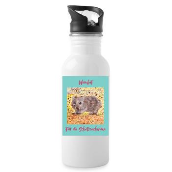 Wombat Shelter Seeker Illustration - Water bottle with straw - white - Right