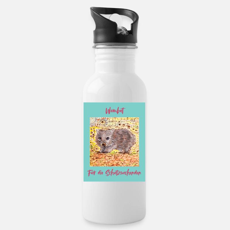 Illustration du chercheur de refuge Wombat - Gourde avec paille intégrée - blanc