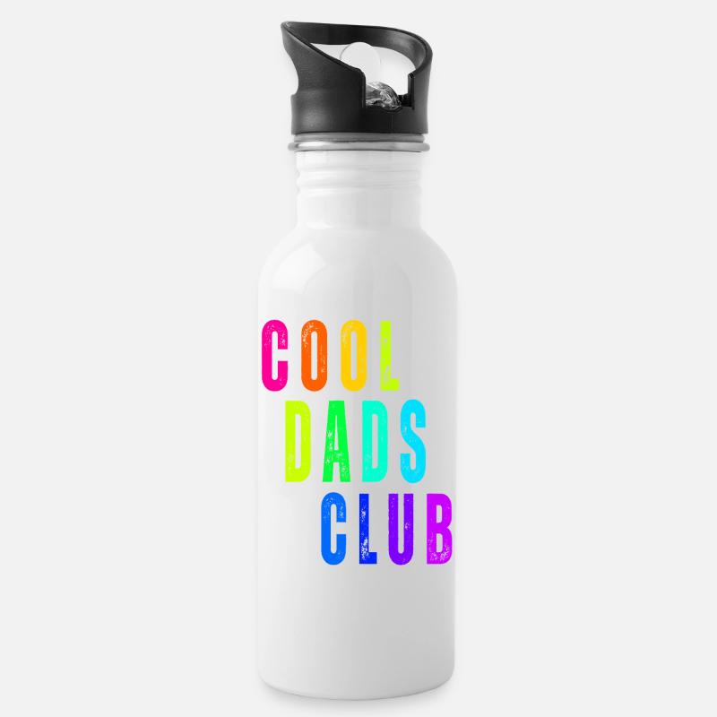 Dad's Club Rainbow Design - Water bottle with straw - white