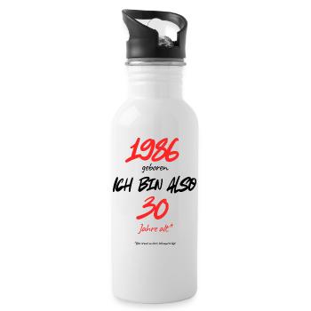 Born in 1986 – still 30, 40th birthday - Water bottle with straw - white - Right