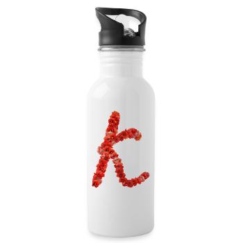 Initial K aus Mohnblumen - Trinkflasche mit integriertem Trinkhalm - Weiß - Rechts
