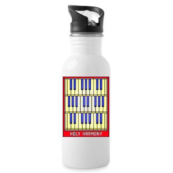 Buntglas-Klaviertasten - Trinkflasche mit integriertem Trinkhalm - Weiß - Rechts