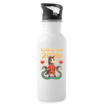 Chinese New Year Of The Horse 2026 - Water bottle with straw - white - Right