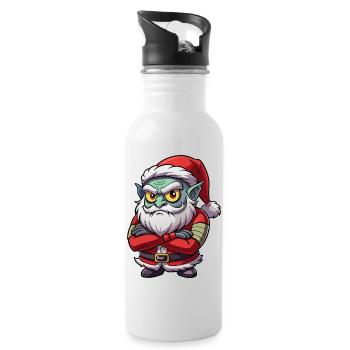 Mürrischer Kobold-Weihnachtsmann - Trinkflasche mit integriertem Trinkhalm - Weiß - Rechts