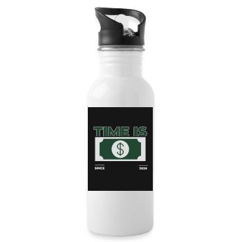 Time is Money – 2025 Design - Water bottle with straw - white - Right