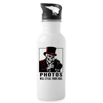 photos_steal_soul_black - Trinkflasche mit integriertem Trinkhalm - Weiß - Rechts
