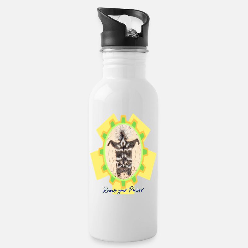 Skunk_Know_your_Power - Trinkflasche mit integriertem Trinkhalm - Weiß