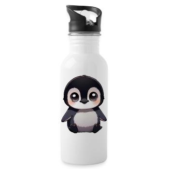 Mignonne Pingouin Cartoon Critter Kugger Lessive - Gourde avec paille intégrée - blanc - Droite