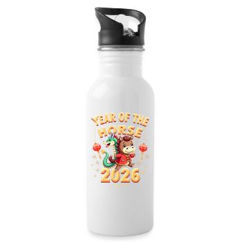Chinese New Year Of The Horse 2026 - Water bottle with straw - white - Right