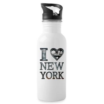 New York – Urban Industrial Love - Trinkflasche mit integriertem Trinkhalm - Weiß - Rechts