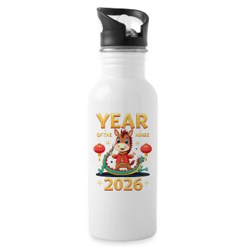 Chinese New Year Of The Horse 2026 - Water bottle with straw - white - Right