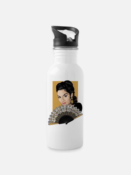 LOLA Fan - Trinkflasche mit integriertem Trinkhalm - Weiß