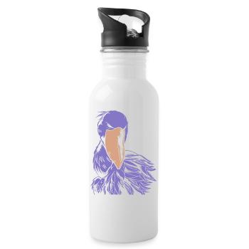 Schuhschnabel Vogel Shoebill - Trinkflasche mit integriertem Trinkhalm - Weiß - Rechts