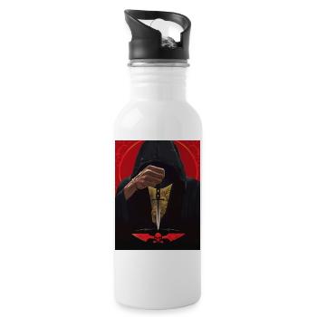 Mann in Kapuze mit Pendel - Trinkflasche mit integriertem Trinkhalm - Weiß - Rechts