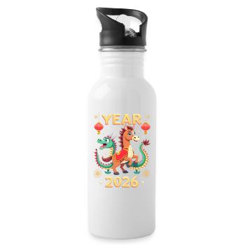 Chinese New Year Of The Horse 2026 - Water bottle with straw - white - Right