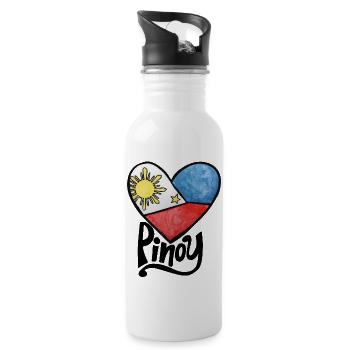 Philippinen-Flaggen-Herz-Druck - Trinkflasche mit integriertem Trinkhalm - Weiß - Rechts