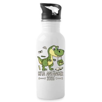 Kita Anfänger 2026 Dinosaurier - Trinkflasche mit integriertem Trinkhalm - Weiß - Rechts