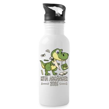 Daycare Graduate 2026 Dinosaur - Water bottle with straw - white - Right