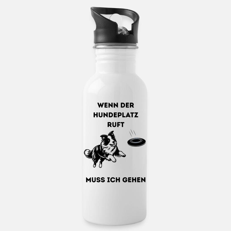 Wenn_der_Hundeplatz_ruft-_-1- - Trinkflasche mit integriertem Trinkhalm - Weiß