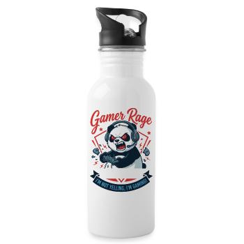 Gamer Panda Level 99 Rage - Water bottle with straw - white - Right